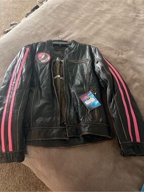NWT Greatful Dead Steal Your Face Leather Moto Jacket